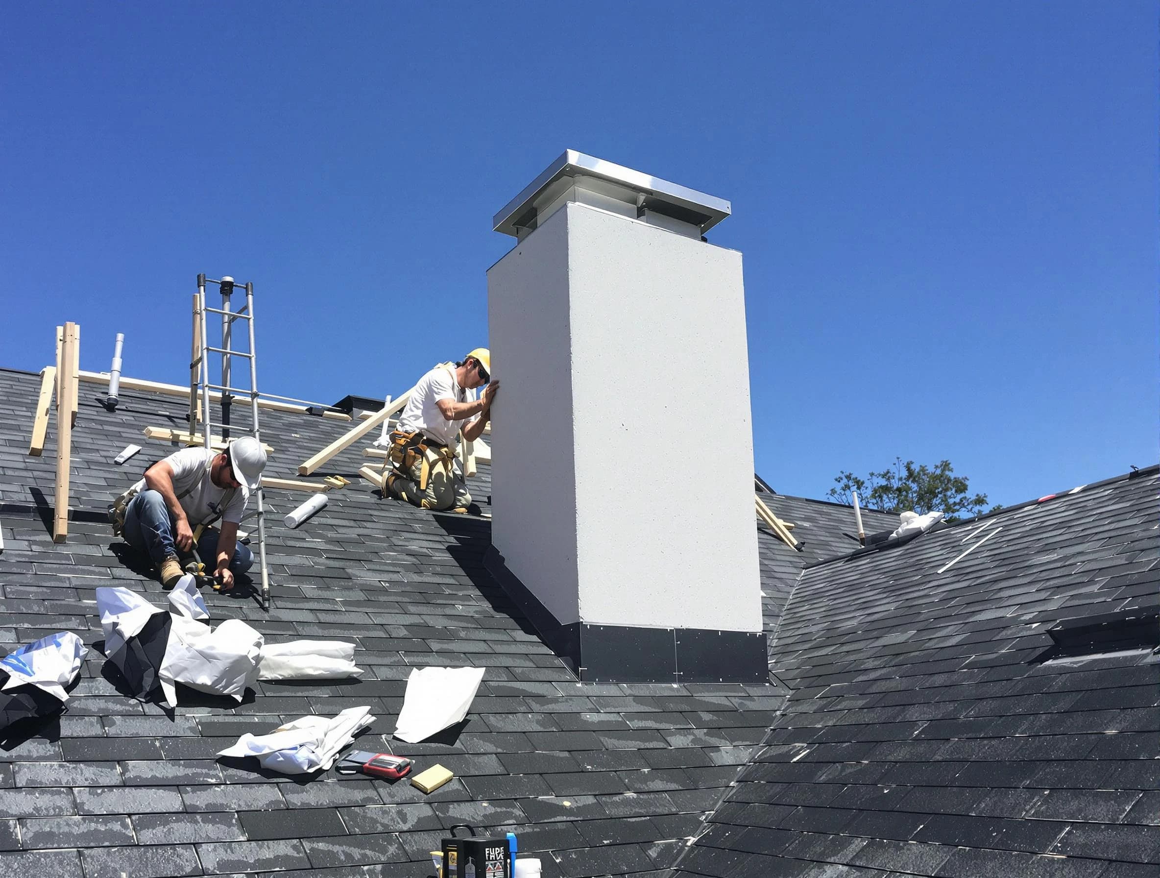 Princeton Chimney Sweep crew installing a new chimney in Princeton, NJ