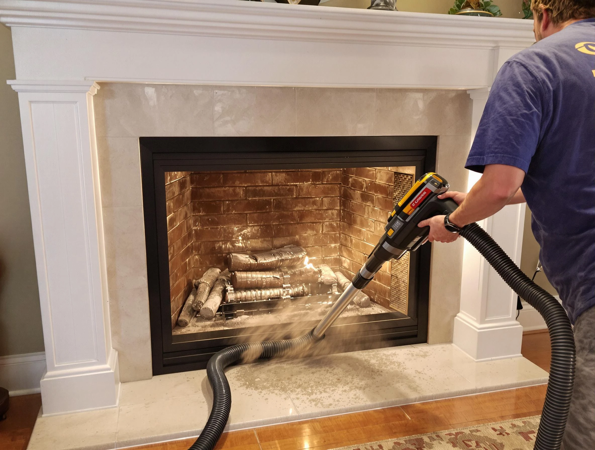 Fireplace cleaning performed by Princeton Chimney Sweep in Princeton, NJ